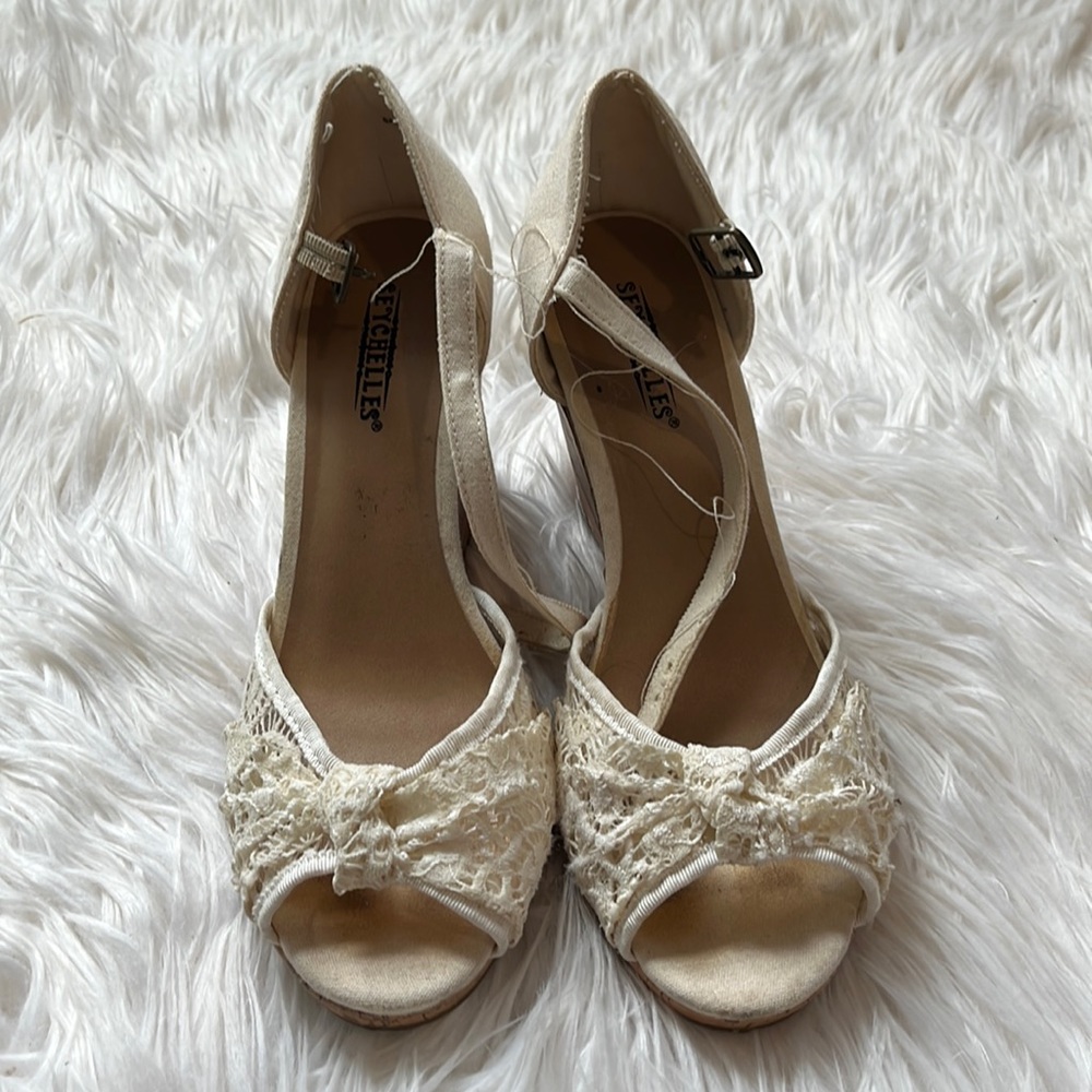 White chunky heels